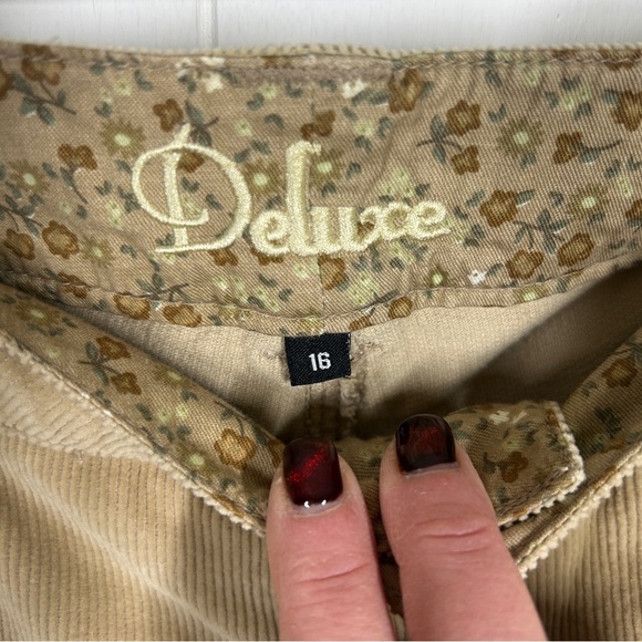 Deluxe Beige Corduroy Flare Pants with Studded Details 16 - Picture 9 of 9